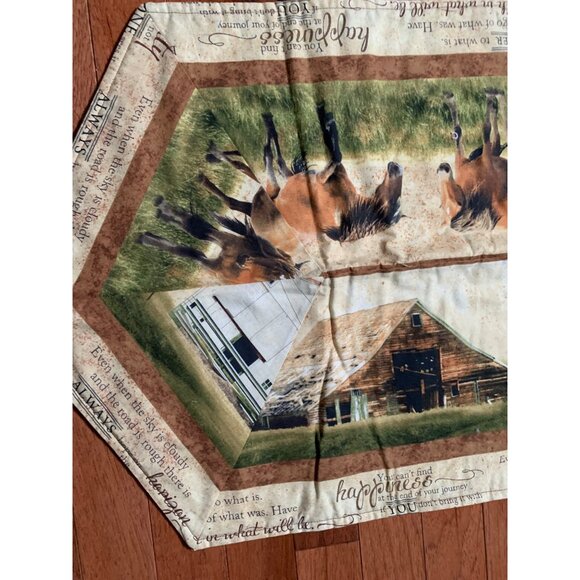 Handmade Horses Running Barn Quilted Table Runner - Picture 4 of 14